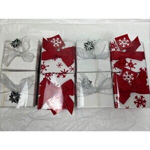 8 Christmas Gift Box Target 2006 Red Black White Bow Snowflake 4.1x4.1x2.7”